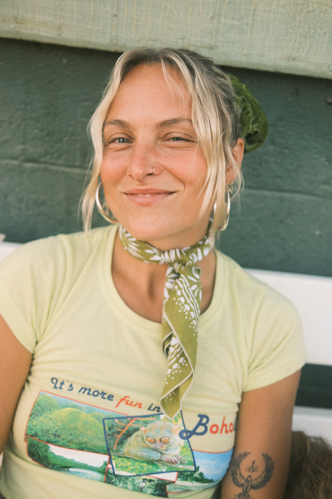 Emily Brimlow smiling in a bandana